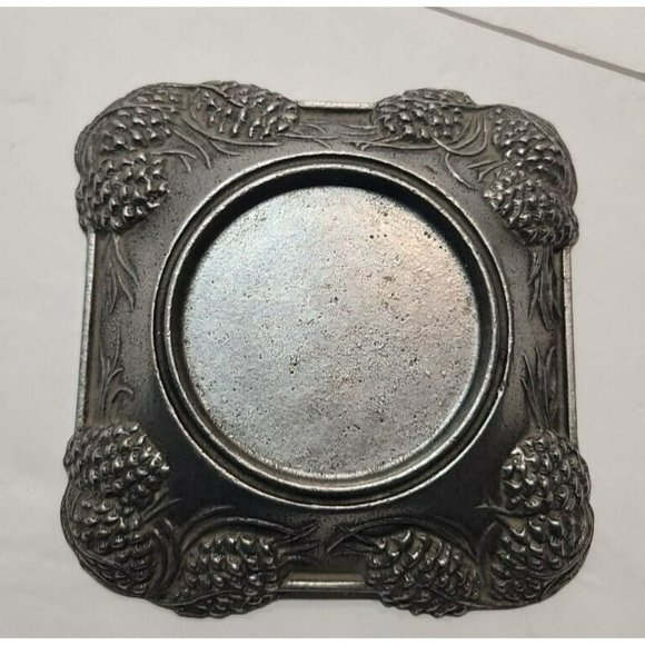 Vtg Carson Statesmetal Pewter Pine RIdge Med Piller Candle Holder 5.5" by 5.5" - Picture 1 of 13